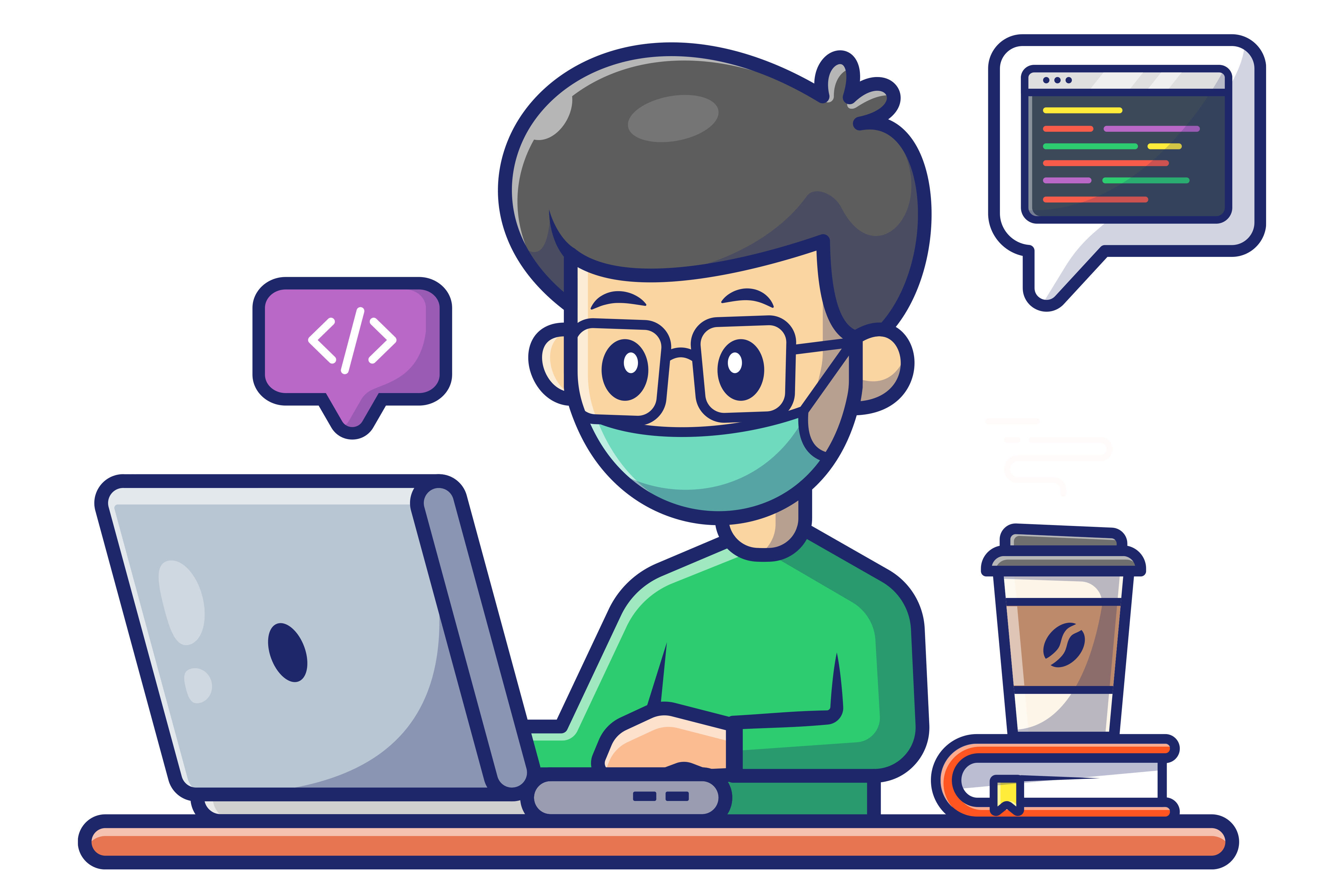 Laptop on desk with reports